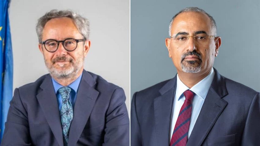 الزُبيدي يبحث مع رئيس بعثة الاتحاد الأوروبي الأوضاع في اليمن وسُبل دعم جهود السلام