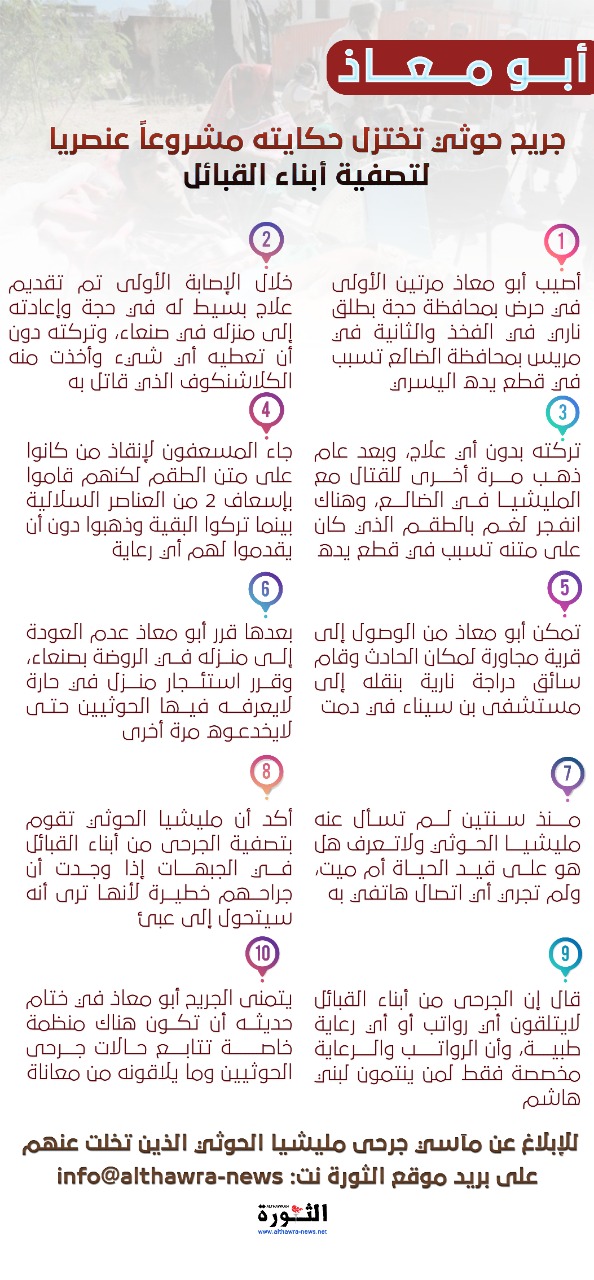 جريح حوثي تختزل حكايته مشروعاً عنصرياً لتصفية أبناء القبائل