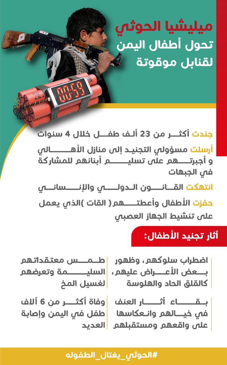 مليشيا الحوثي تحول اطفال اليمن الى قنبلة موقوتة