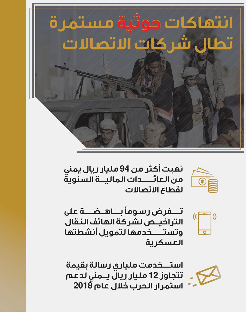 انتهاكات الحوثي تطال شركات الاتصالات