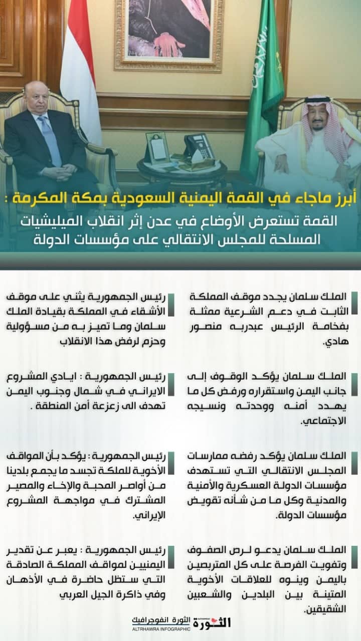 أبرز ماجاء في القمة اليمنية السعودية في مكة المكرمة 