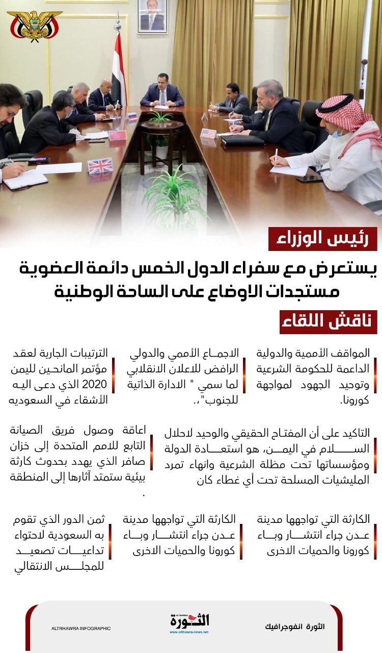 رئيس الوزراء يستعرض مع سفراء الدول الخمس مستجدات الأوضاع على الساحة الوطنية