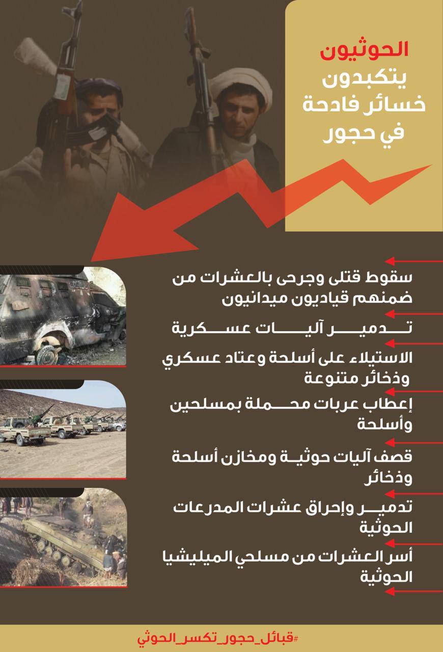 مليشيا الحوثي تتكبد خسائر فادحة في حجور