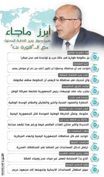 أبرز ماجاء في حوار وزير الإدارة المحلية مع (الثورة نت)