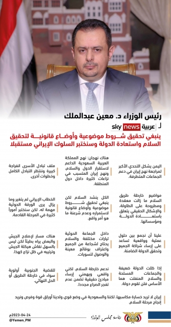 انفوجرافيك بأبرز ما جاء في مقابلة رئيس الوزراء مع قناة سكاي نيوز